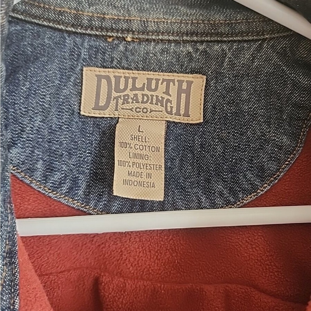 Duluth Trading Co. Chore Jacket Mens L Blue Denim Button Up Fleece Lined - Picture 3 of 7